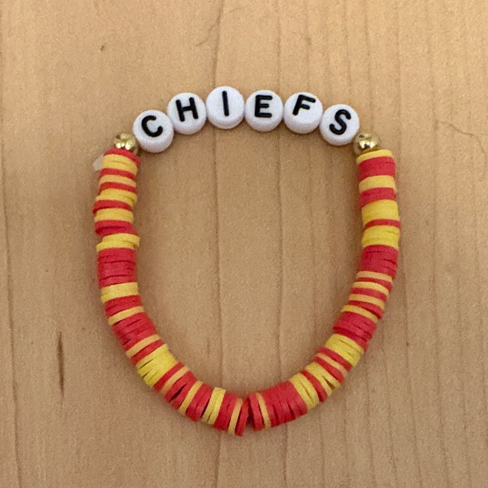 Chiefs Beaded Bracelet - Red and Yellow